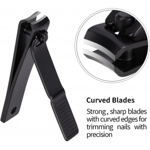 Nail Clipper Set, Ultra Sharp Black Stainless Steel Fingernail & Toenails Clipper and Nail File with Leather Travel Case,Great Christmas Gift,Stocking Stuffers for Men and Women