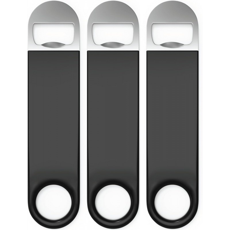 Bartender Bottle Openers, Beer Bottle Openers, Speed Openers 3 Pack by Premium Cold One. Professional Grade: Rubber Coated, Stainless Steel. Large, 7 inch