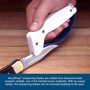 AccuSharp Hand-Held Carbide Blade Sharpener, Kitchen Knife and Chef Knife Sharpener, Professional Chef Grade Sharpening Tool, Restore and Hone Straight & Serrated Knives, 2-Pack, White