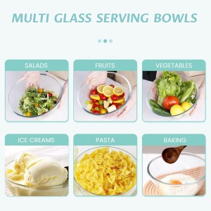 Luvan Glass Mixing Bowls with Lids Set(4.5QT, 2.7QT, 1.1QT)-Large Glass Mixing Bowls, Clear Salad Bowl for Baking, Cooking, Serving, Food Prep, 3PC Nesting Bowls for Kitchen Storage & Dishwasher Safe