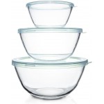 Luvan Glass Mixing Bowls with Lids Set(4.5QT, 2.7QT, 1.1QT)-Large Glass Mixing Bowls, Clear Salad Bowl for Baking, Cooking, Serving, Food Prep, 3PC Nesting Bowls for Kitchen Storage & Dishwasher Safe