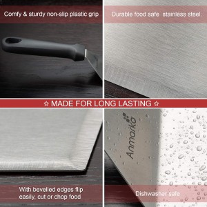 Metal Spatula Stainless Steel and Scraper - Professional Chef Griddle Spatulas Set of 3 - Heavy Duty Accessories Great for Cast Iron BBQ Flat Top Grill Skillet Pan - Commercial Grade