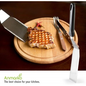 Metal Spatula Stainless Steel and Scraper - Professional Chef Griddle Spatulas Set of 3 - Heavy Duty Accessories Great for Cast Iron BBQ Flat Top Grill Skillet Pan - Commercial Grade