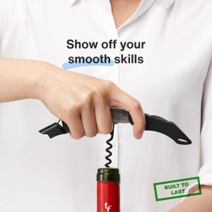 Vintorio Professional Waiters Corkscrew - Wine Key with Ergonomic Rubber Grip, Beer Bottle Opener and Foil Cutter (1 Pack)