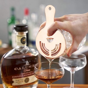 Viski Hawthorne Cocktail Strainer, Stainless Steel Bar Strainer with Copper Finish for Standard and Large Mixing Glasses, Boston Shakers and Shaker Tins, Home Bar Essentials, Bartender Tool, Set of 1