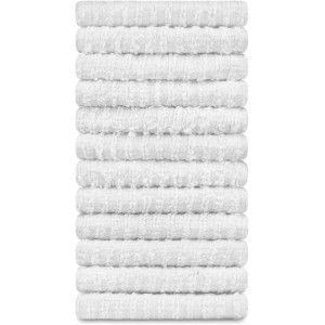 DecorRack 12 Pack 100% Cotton Kitchen Towels for Cleaning, 12 x 12 inch, Ultra Absorbent Bar Mops, Heavy Duty, Quick Dry, Machine Washable Dish Towels, Multi-Purpose Cleaning Supplies, White (12 Pack)