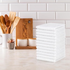 DecorRack 12 Pack 100% Cotton Kitchen Towels for Cleaning, 12 x 12 inch, Ultra Absorbent Bar Mops, Heavy Duty, Quick Dry, Machine Washable Dish Towels, Multi-Purpose Cleaning Supplies, White (12 Pack)