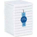 DecorRack 12 Pack 100% Cotton Kitchen Towels for Cleaning, 12 x 12 inch, Ultra Absorbent Bar Mops, Heavy Duty, Quick Dry, Machine Washable Dish Towels, Multi-Purpose Cleaning Supplies, White (12 Pack)