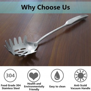 Spaghetti Server, [Rustproof, Integral Forming, Durable] Newness 304 Stainless Steel Pasta Fork with Vacuum Ergonomic Handle, Comfortable Grip Design Spaghetti Server for Kitchen, 14.33 Inches