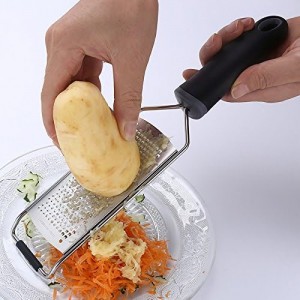 Stainless Steel Cheese Grater, Ergonomic Soft Handle Lemon Ginger Potato Zester with Plastic Cover