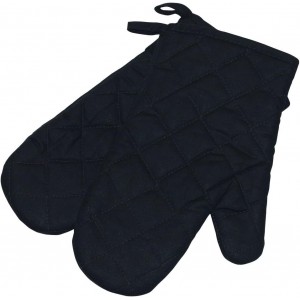 Oven Mitts, Premium Heat Resistant Kitchen Gloves Cotton & Polyester Quilted Oversized Mittens, Black