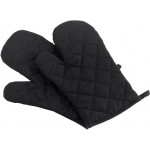 Oven Mitts, Premium Heat Resistant Kitchen Gloves Cotton & Polyester Quilted Oversized Mittens, Black