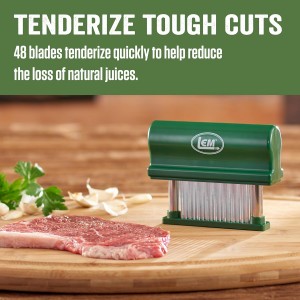 LEM Products Hand Held Tenderizer with 48 Blades, Stainless Steel and Plastic, Green