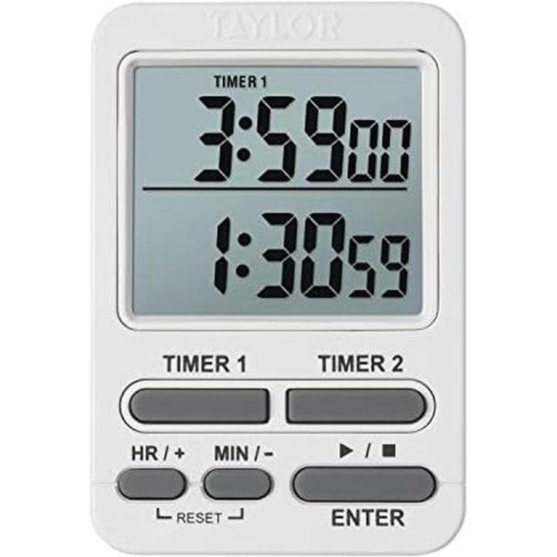 Taylor Dual Event Digital Timer w/Clock, White