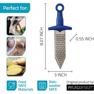 PELEG DESIGN Handheld Cheese Grater | Mini Cheese Grater Durable Rust-Proof Metal Sword-Shaped, For Cheese, Chocolate, Spices and More, Cute Kitchen Gift & Funny Kitchen Gadget (Gratiator)
