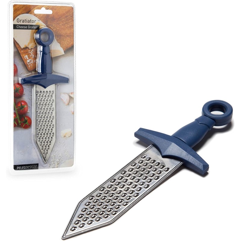 PELEG DESIGN Handheld Cheese Grater | Mini Cheese Grater Durable Rust-Proof Metal Sword-Shaped, For Cheese, Chocolate, Spices and More, Cute Kitchen Gift & Funny Kitchen Gadget (Gratiator)