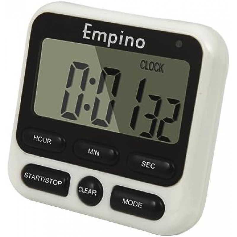 Digital Kitchen Timer - Empino Upgraded 24-Hours Cooking Timer Clock Countdown Multifunction with Big Digits, Loud Alarm, Magnetic Backing Stand, and Memory for Cooking Baking Exercise, White