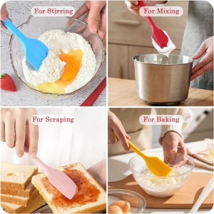 Silicone Spatula Heat Resistant Small Rubber Spatulas Cooking Utensil Set Non-Stick Flexible Rubber Essential Cooking Gadget For Cake/Cream/Pastry/Butter/Batter Mixing/Cooking-(5 Pieces)