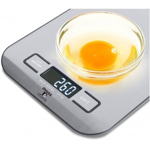 Moss and Stone Digital Kitchen Scale Food Multifunction Accuracy Digital Scale LCD Display 11 Lb 5 Kg, Food Scales Digital Weight Grams and Oz, Baking Scale, Stainless Steel Small Food Scale