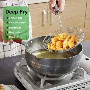 Spider Strainer Set of 3 Asian Strainer Ladle Stainless Steel Wire Skimmer Spoon with Handle for Kitchen Frying Food, Pasta, Spaghetti, Noodle-30.5cm, 32cm, 35cm