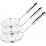 Spider Strainer Set of 3 Asian Strainer Ladle Stainless Steel Wire Skimmer Spoon with Handle for Kitchen Frying Food, Pasta, Spaghetti, Noodle-30.5cm, 32cm, 35cm