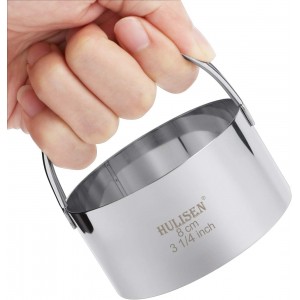 HULISEN Biscuit Cutter Set (5 Pieces/Set), Round Cookies Cutter with Handle, Professional Baking Dough Tools, Gift Package