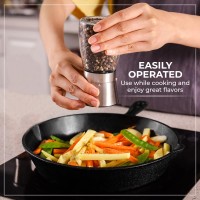 Pepper Grinder or Pepper Mill, Manual Salt Grinder Refillable with Adjustable Coarseness, Black Pepper Grinder Made of Stainless Steel, Himalayan Salt and Sea Salt Grinder