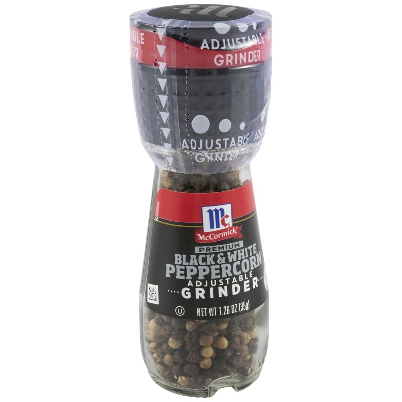 McCormick Premium Black & White Peppercorn Adjustable Grinder, 1.26 oz