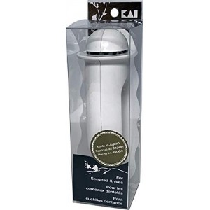 Kai Serrated Knife Pull Sharpening System, Kitchen Knife Sharpener for Serrated and Reversed Scallop Blades, Sharpener for Professional and Home Chefs