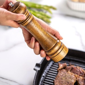 Wooden Pepper Mill Pepper Grinder Kit Manual mills Solid With Strong Adjustable Ceramic Grinders Set 8 Inches