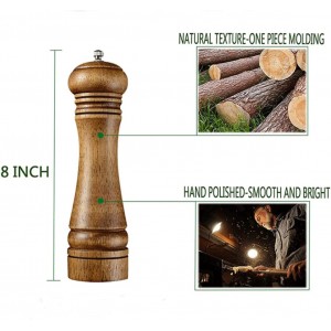 Wooden Pepper Mill Pepper Grinder Kit Manual mills Solid With Strong Adjustable Ceramic Grinders Set 8 Inches
