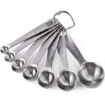 U-Taste 18/8 Stainless Steel Measuring Spoons Set: 7 Piece - 1/8, 1/4, 1/2, 3/4 tsp, 1 tsp, 1/2 & 1 tbsp for Dry & Liquid Ingredients