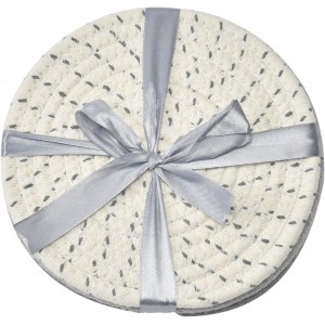 Potholders Set Trivets Set 100% Pure Cotton Thread Weave Hot Pot Holders Set (Set of 3) Stylish Coasters, Hot Pads, Hot Mats,Spoon Rest For Cooking and Baking by Diameter 7 Inches (Gray)