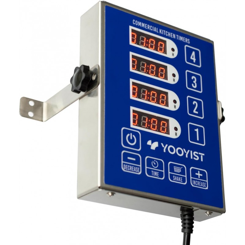 Precision Kitchen Timers for Cooking – 4 Channel Commercial Kitchen Timer Restaurant Kitchen Supplies – Stainless Steel Digital LED Chef Cooking Timer – Reminder Function, Loud Alarm, Blue