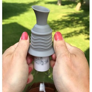 Simply Charmed Wine Stopper and Pourer – Gray Silicone Two in One Accessory to Serve and Save Wine More Easily