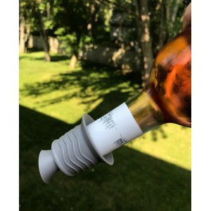 Simply Charmed Wine Stopper and Pourer – Gray Silicone Two in One Accessory to Serve and Save Wine More Easily