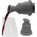 Simply Charmed Wine Stopper and Pourer – Gray Silicone Two in One Accessory to Serve and Save Wine More Easily