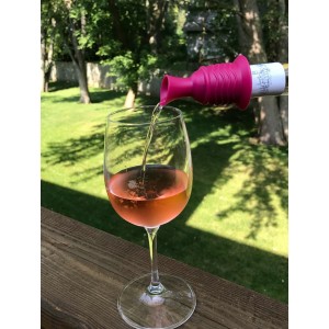 Simply Charmed Wine Stopper and Pourer 2 Pack – Pink and Black Silicone Wine Accessories to Serve Wine More Easily