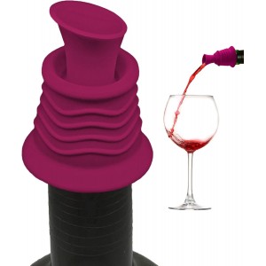 Simply Charmed Wine Stopper and Pourer 2 Pack – Pink and Black Silicone Wine Accessories to Serve Wine More Easily