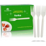 GreenWorks 200 Count Heavy-duty Compostable Forks, BPI Certified Large Disposable Cutlery Flatware Utensils Fork