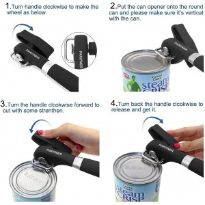 PAKITNER- Safe Cut Can Opener, Smooth Edge Can Opener - Handheld Easy Turn Knob, Manual Can Opener, Ergonomic Smooth Edge, Food Grade Stainless Steel Cutting Tool for Kitchen & Restaurant