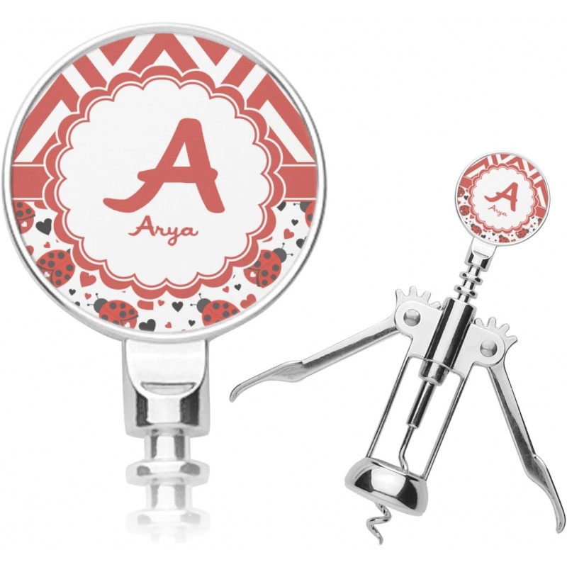 Personalized Ladybugs & Chevron Corkscrew