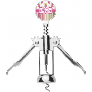 Personalized Pink Monsters & Stripes Corkscrew