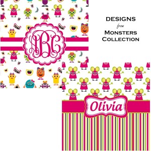 Personalized Pink Monsters & Stripes Corkscrew