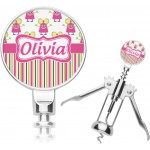 Personalized Pink Monsters & Stripes Corkscrew