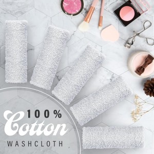 DecorRack 10 Pack 100% Cotton Wash Cloth, Luxurious Soft, 12 x 12 inch Ultra Absorbent, Machine Washable Premium Quality Washcloths, White (10 Pack)