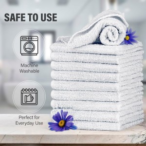 DecorRack 10 Pack 100% Cotton Wash Cloth, Luxurious Soft, 12 x 12 inch Ultra Absorbent, Machine Washable Premium Quality Washcloths, White (10 Pack)