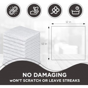 DecorRack 10 Pack 100% Cotton Wash Cloth, Luxurious Soft, 12 x 12 inch Ultra Absorbent, Machine Washable Premium Quality Washcloths, White (10 Pack)