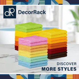 DecorRack 10 Pack 100% Cotton Wash Cloth, Luxurious Soft, 12 x 12 inch Ultra Absorbent, Machine Washable Washcloths, Assorted Colors (10 Pack)