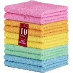 DecorRack 10 Pack 100% Cotton Wash Cloth, Luxurious Soft, 12 x 12 inch Ultra Absorbent, Machine Washable Washcloths, Assorted Colors (10 Pack)